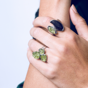 Peridot and lava elastic ring